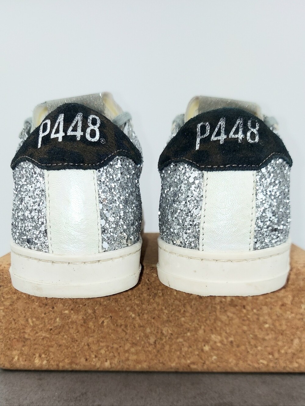 P448 John Ginevra White Silver Glitter Sneakers 36 - Picture 6 of 15